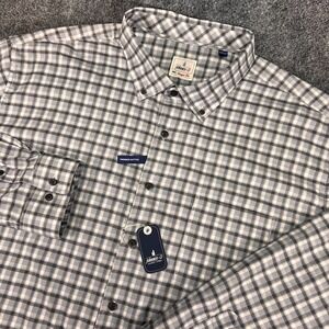 Johnnie-O Big & Tall 3XB Tally Performance LS Button Down Shirt Light Gray NWT